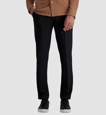 Haggar Men's Black 4-Way Stretch Slim-Fit Flat-Front Dress Pants Size 30W x 30L