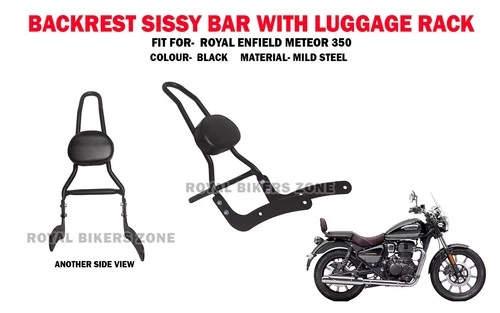 Black Sissy Bar Backrest "With Luggage Rack Fit For Royal Enfield Meteor 350"