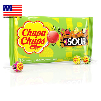 Chupa Sour Fruit Lollipop Variety Assortment, 10.5 OZ Bag (25 Suckers)      