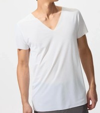 UNIQLO AIRism men white Japan Anti Odor Mesh Deep V Neck Undershirt L M S XS