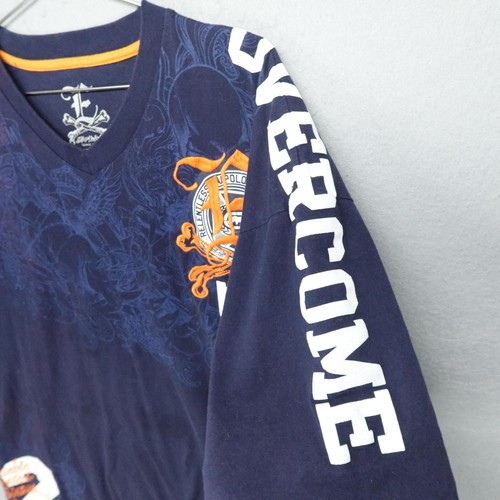 Ecko Unltd Shirt Mens 2XB Navy Blue V-Neck Embroidered Graphic Streetwear - Picture 14 of 20