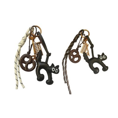 Unique Purse Decoration Keyring Twisted Cord With Cats Ornaments for Adults
