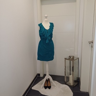Neu Etuikleid gr.34 Türkis volants elegant Rainbow Sommerkleid bumwolle Top