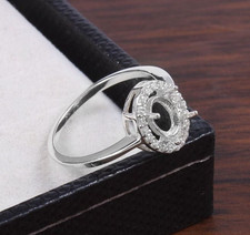 Semi Mount 925 Sterling silver Ring 6 X 8 MM topaz setting semi Mount Ring