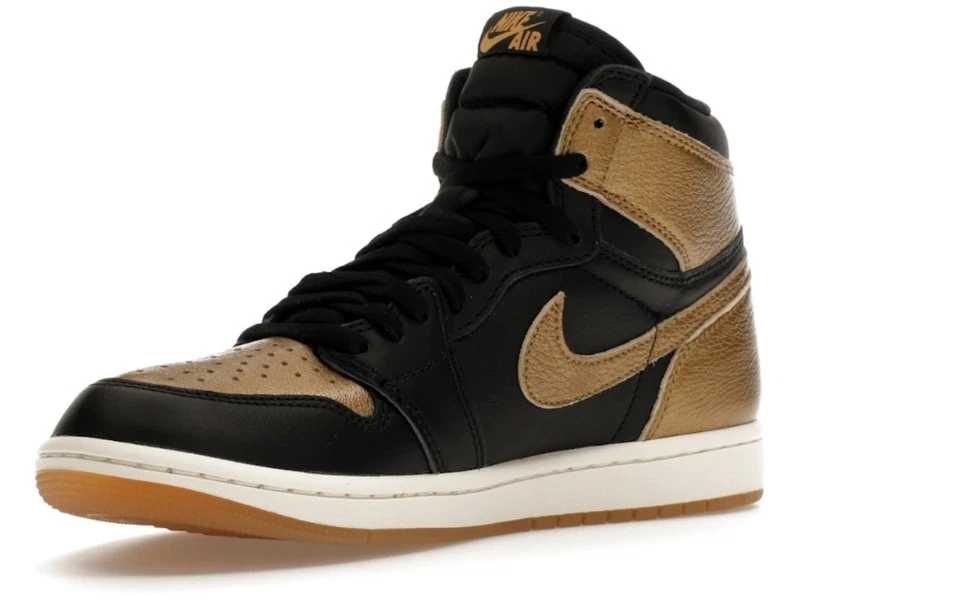 Nike Air Jordan 1 ретро высоты OG мужской размер 10 DZ5485-071 черный/металлик золото - Изображение 3 из 4