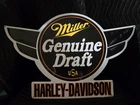 Vintage Miller Genuine Draft Harley Davidson Tin Sign 30.5x20"