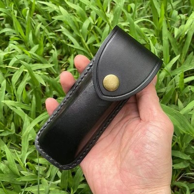 5'' Vintage Black Leather Sheath Pouch for 110 Pocket Folding Knife