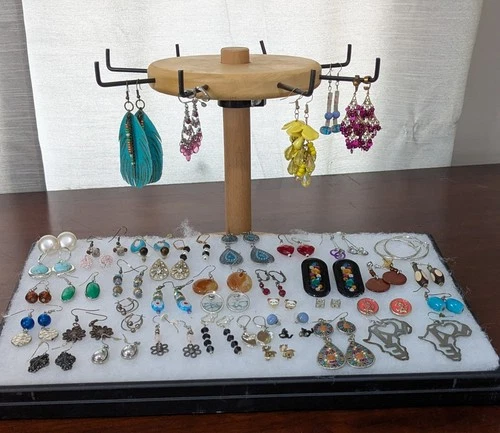 Vintage Rhinestone Beaded Earrings Costume Jewelry Lot 45 Sets Stud Earrings