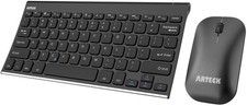 Bluetooth Keyboard and Mouse Combo Ultra Compact Slim Stainless Full Size Key...