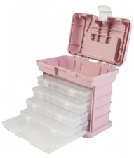 Portable Tool Box - Small Parts Organizer with Drawers and Customizable Pink