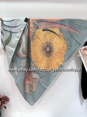 Sallys Quality 70% Cashmere 30% Silk Jacquard Wrap Scarf Flowers Print Shawl 43''