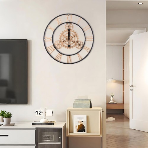 75cm Extra Large Roman Numerals Skeleton Wall Clock Big Giant Open Face ...