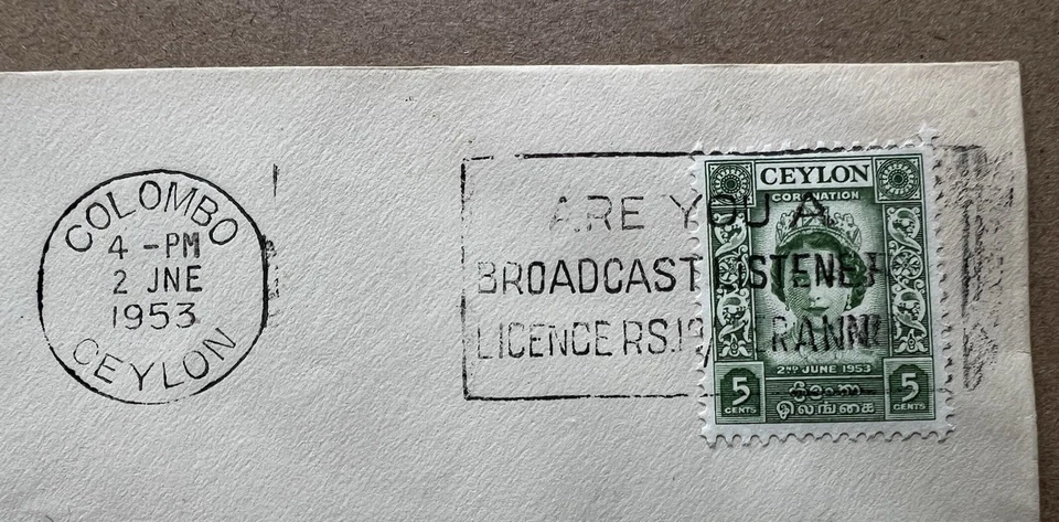 Ceilán FDC 1953 • Coronación Reina Isabel II • Colombo Cancelar Foto 3 de 4
