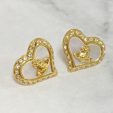 Vivienne Westwood Earrings PETRA Heart Shell 1.4 x 1.4cm Gold NO BOX