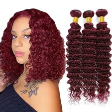 Wine Red Bundles Human Hair Deep Wave Bundles 22 24 26 Inch 99J Burgundy Deep W