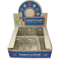 Original Vintage Babycham Party Pack Card Box With x5 Babycham Glasses