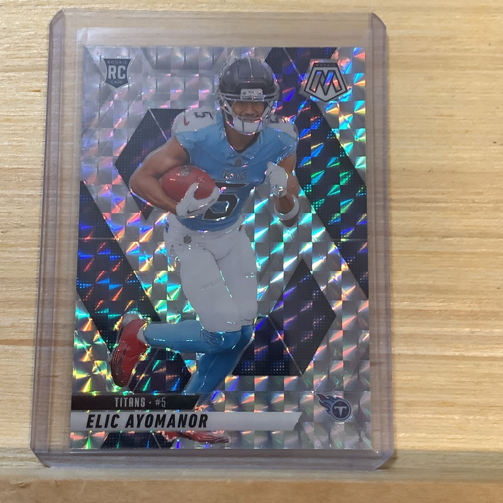 2025 Mosaic - Elic Ayomanor SILVER HOLO PRIZM Rookie #333 Tennessee Titans RC P1