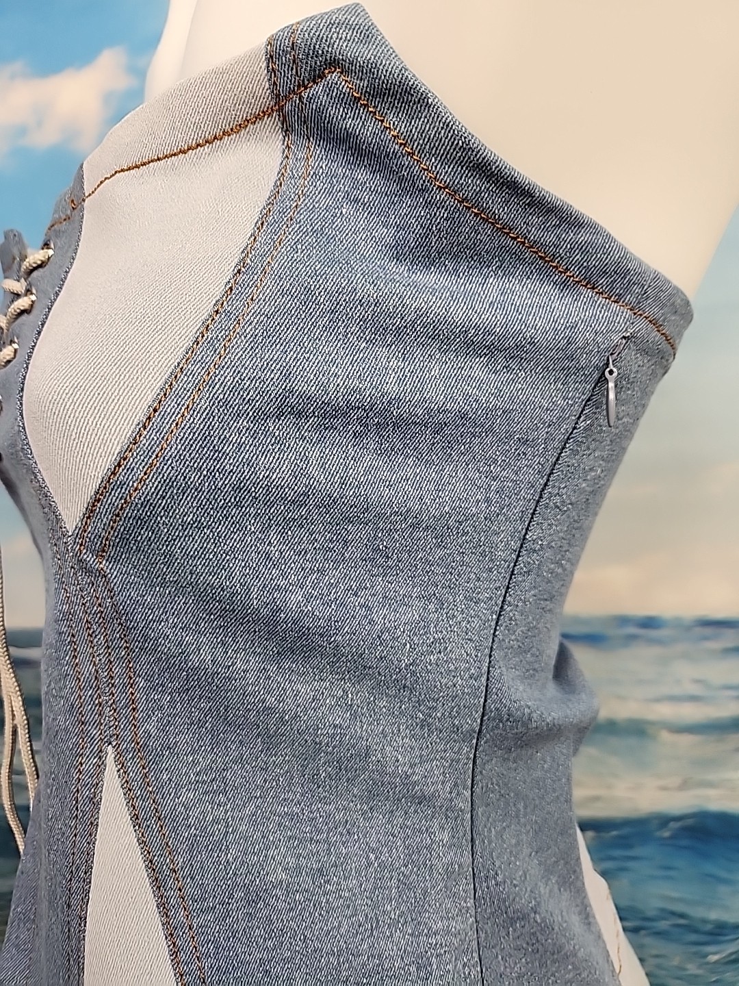 New Finesse  Strapless Blue Denim Top Size Small 