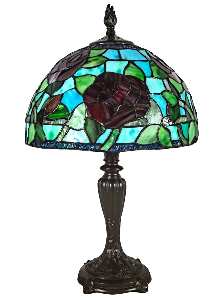 Dale Tiffany Traditional Tiffany Style Table Lamp 19.5" Tall Saros Rose Antiq... - Image 2 of 4