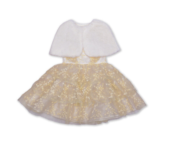 Wonder Nation Girls Gold Metallic Special Occasion Dress w/ Shrug Size 14