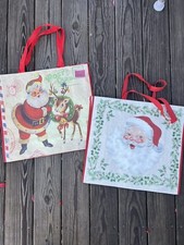 2 NEW BAGS w/ Christmas MAGICAL Santa Claus Reusable Large Shopping Bag