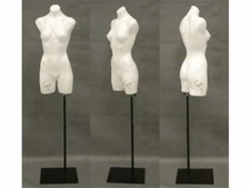 Adult Female White Plastic Torso Dress Form Mannequin with Adjustable Base