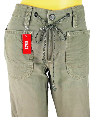 MISS EDWIN Womans LINEN Green SUMMER TROUSERS Roll Up Japan - W28'' - UK10  -£185