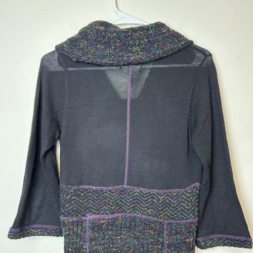 Anthropologie Curio Maglione Vestito Donna XS Nero Scollo Cappuccio Strega Gotico Boho - Foto 8 di 13