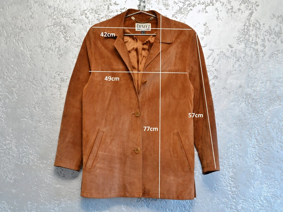 Chaqueta vaquera vintage de gamuza para mujer, blazer retro de cuero marrón occidental talla - S Foto 2 de 4