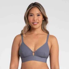 All You LIVELY Women's Stripe Mesh Bralette No Wire Bra Smoke Gray Choose Size