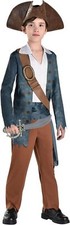 Shipwrecked Boy Pirate Captain Caribbean Fancy Dress Up Halloween Child Costume