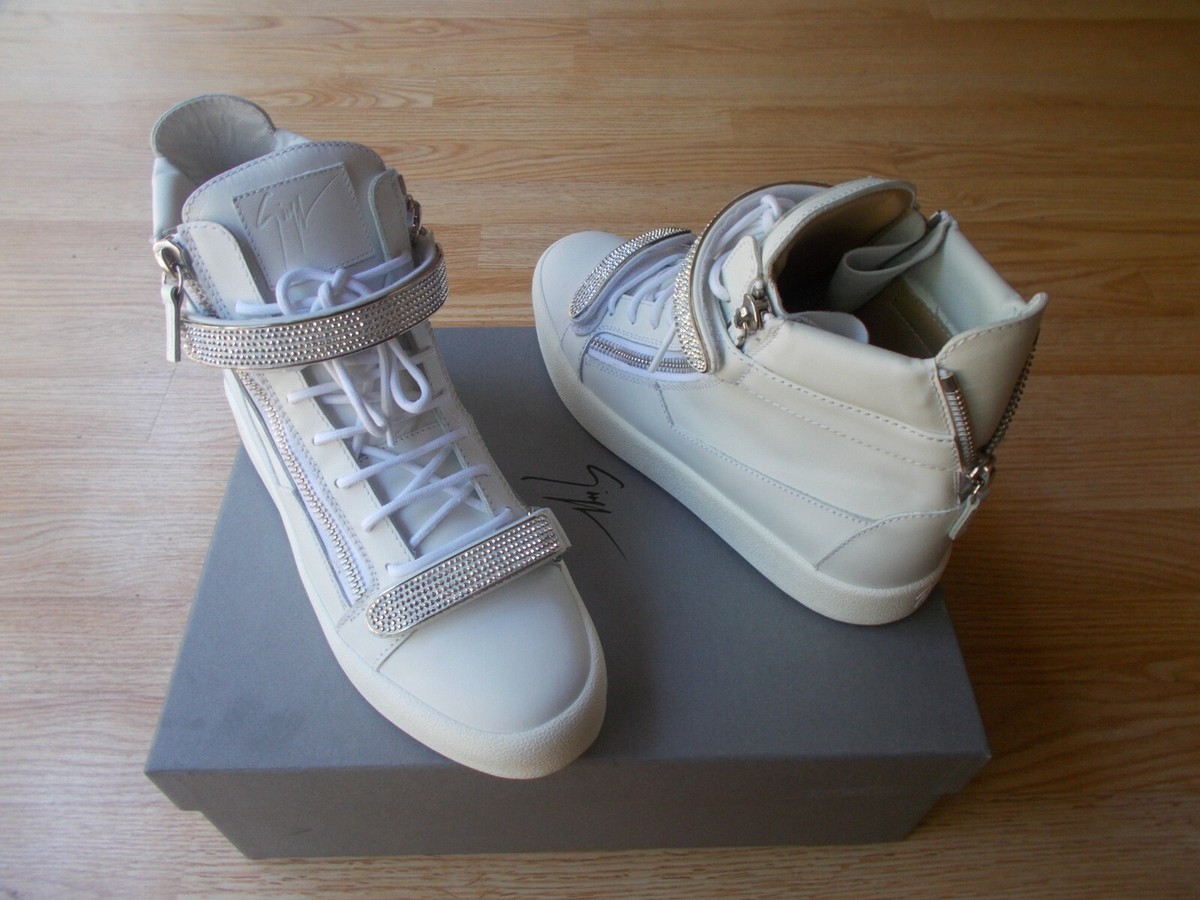 $1250 Giuseppe Zanotti May London Mid Top Sneakers Jeweled