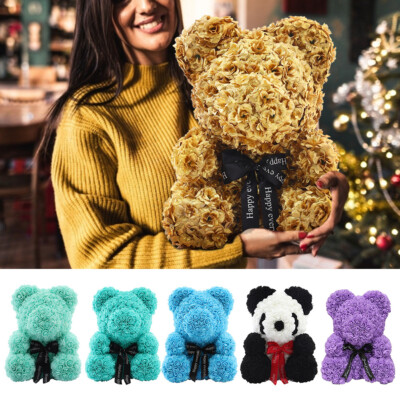 Rose Flower Bear Foam Teddy Panda Doll Gift Box Valentine Birthday