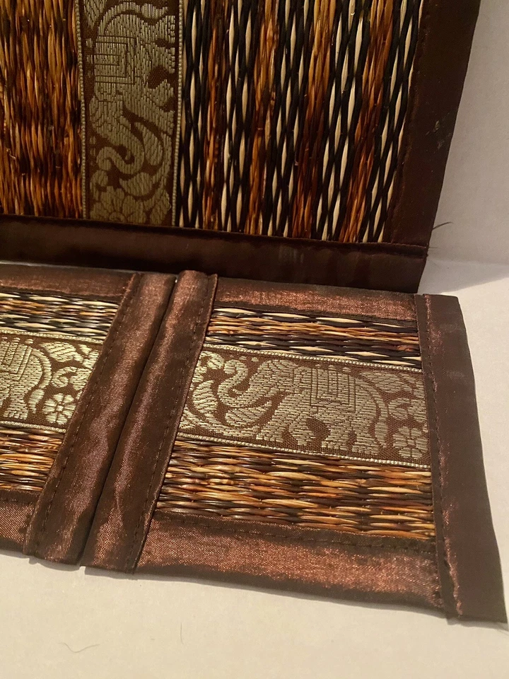 Thailand Coaster And Placemat Set Thai Lace Elephant Pattern Handmade Reed - Image 2 of 4