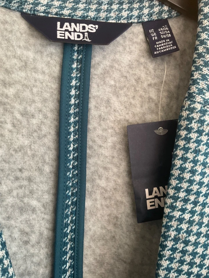 Lands End Ladies Jacket Blazer UK 24 / 26 BNIB New Herringbone Aegean Sea - Image 2 of 4