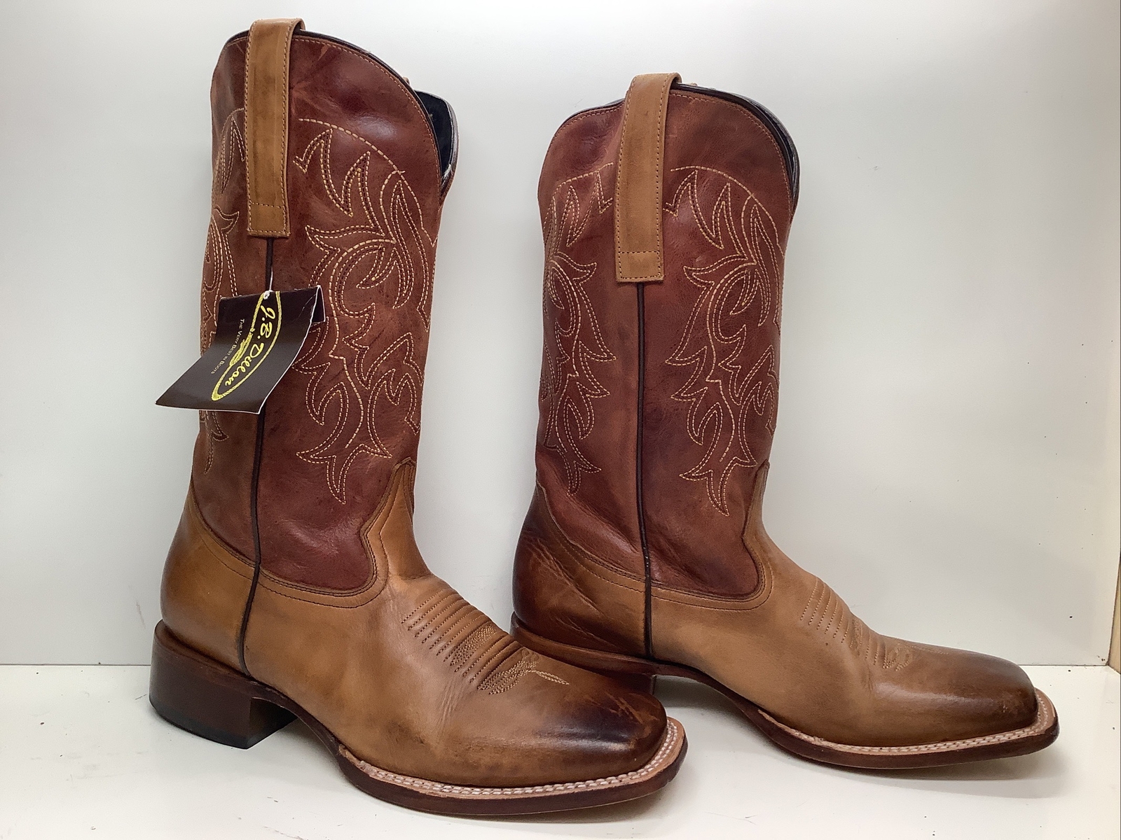 MENS JB DILLON COWBOY SQ TOE BROWN BOOTS SIZE 10 D eBay