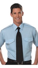 "THE AVIATOR" PILOT SHIRT, SHORT SLEEVE by Van Heusen Men's Sizes, in Light Blue