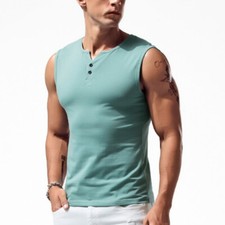 T-Shirt Sans Manches Slim Fit Extensible Col Rond Respirant Été Blanc/Noir/Gris