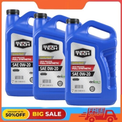 3 PACKS Super Tech High Mileage Full Synthetic SAE 0W-20 Motor Oil, 5 Quarts