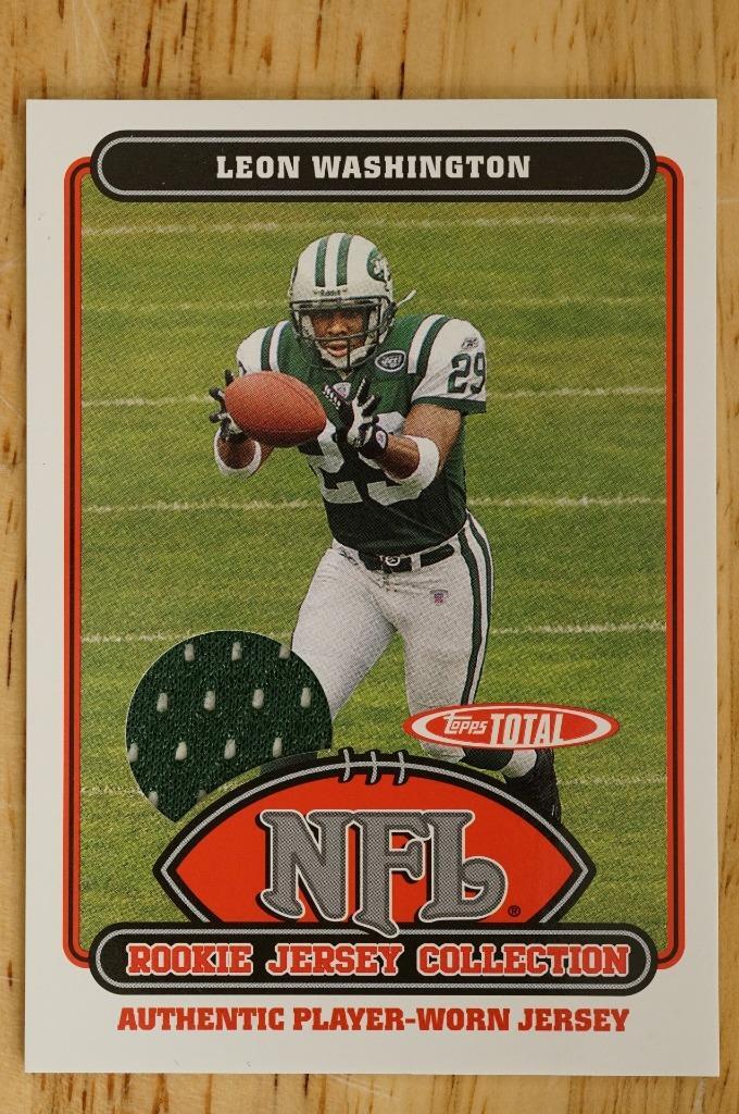 2006 Topps Total Rookie Jersey Collection Leon Washington 47TE Rookie RC NY Jets