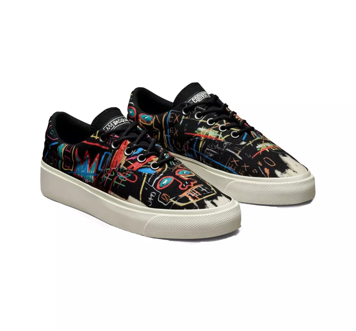 Converse Jean Michel Basquiat Skid Grip Ox Shoes Sneakers Black White 172584C