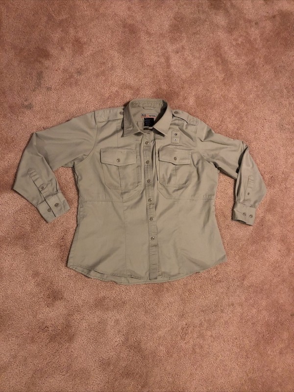 Women’s Large 5.11 Tactical Twill PDU Class B L/S Khaki Shirt