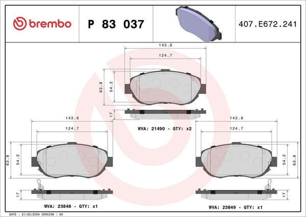 Brembo P 83 037 Bremsbelagsatz, Scheibenbremse FüR Lexus Toyota-image