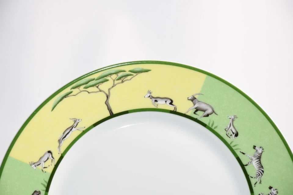 Африканская обеденная тарелка Hermes 27 см фарфоровое зеленое животное гепард бег 10,75 дюйма Y073 - Изображение 3 из 4