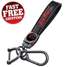 Genuine Leather Car Keychain for Chevy Camaro SS Key Ring Lanyard Key Fob Holder