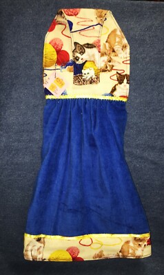 Playful Kittens In Snow – Handmade Cotton Kitchen Hand Towel, Country Style, Machine Washable