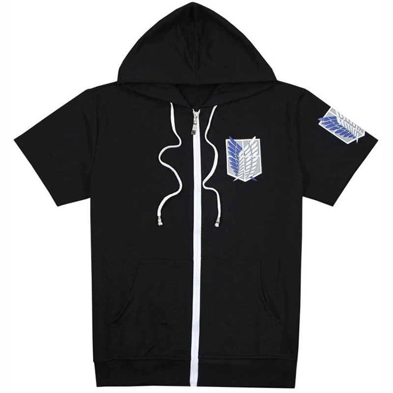 Anime Attack on Titan Hoodies Cotton Hoodie Short Sleeve Zip Sweatshirt Jacket