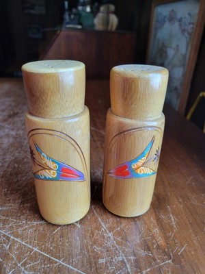 Retro Modern Vintage Wooden Hand Designed Salt and Pepper Shaker