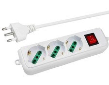 Ciabatta Multipresa elettrica a 3 posti con interruttore luminoso e cavo di rica