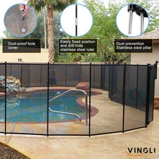 4Ft x 12Ft Black Pool Fence Swimming Pool Fence in Ground Life Saver Fencing NEW